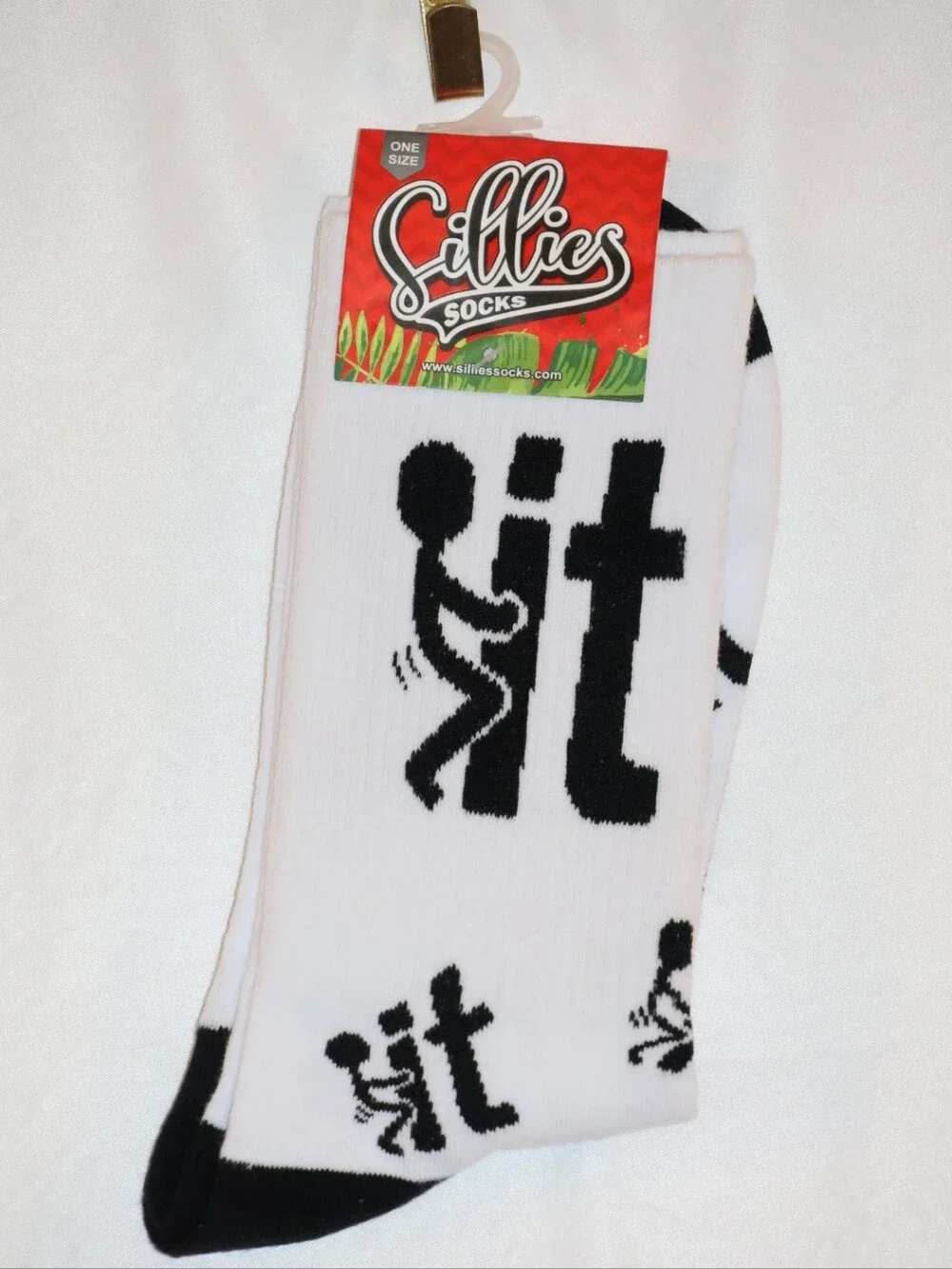 Sillies F*ck it White & Black Novelty Crew Socks.
